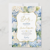 Blue Hydrangea Baby Dusche Einladung (Vorderseite)