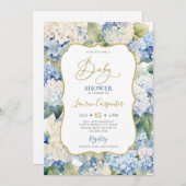 Blue Hydrangea Baby Dusche Einladung (Vorne/Hinten)