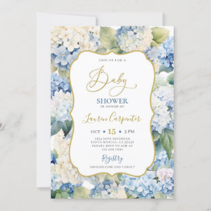 Blue Hydrangea Baby Dusche Einladung