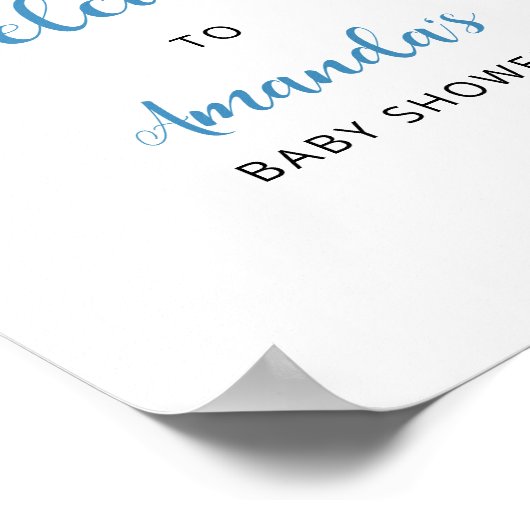 Blue Hydrangea Baby Dusche Empfang Poster (Ecke)