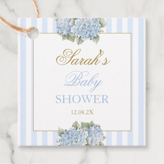 Blue Hydrangea Baby Dusche Geschenkanhänger (Vorderseite)