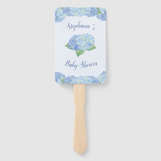 Blue Hydrangea Baby Dusche Personalisiert Fächer (Rückseite)