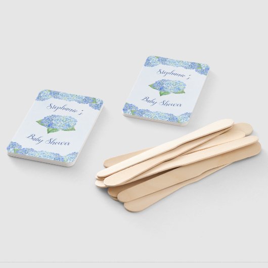 Blue Hydrangea Baby Dusche Personalisiert Fächer (Non-assembled)