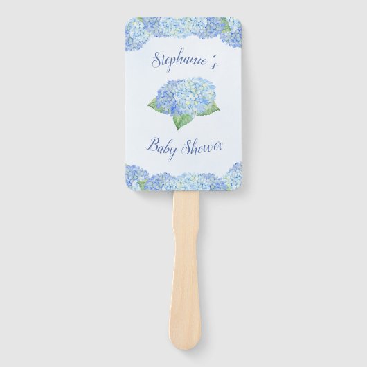 Blue Hydrangea Baby Dusche Personalisiert Fächer (Vorderseite)