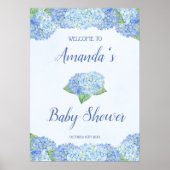 Blue Hydrangea Baby Dusche Personalisiert Poster (Vorne)