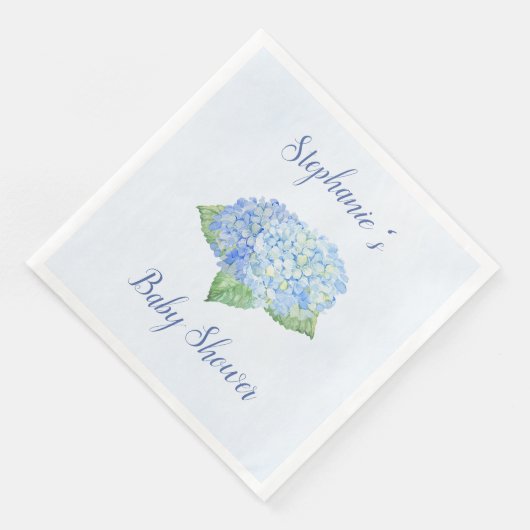 Blue Hydrangea Baby Dusche Personalisiert Serviette (Ecke)