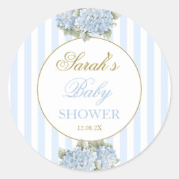 Blue Hydrangea Baby Dusche Runder Aufkleber