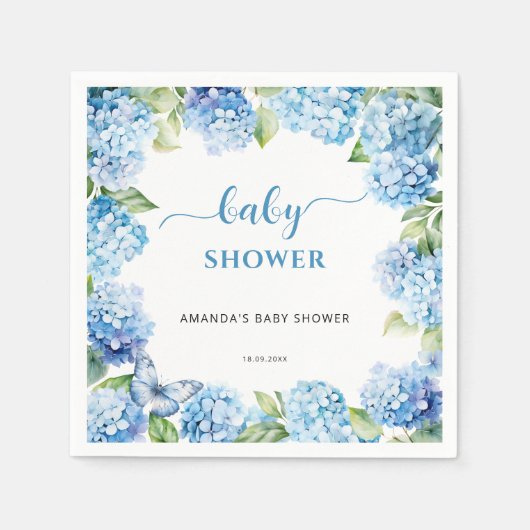 Blue Hydrangea Baby Dusche Serviette (Vorderseite)