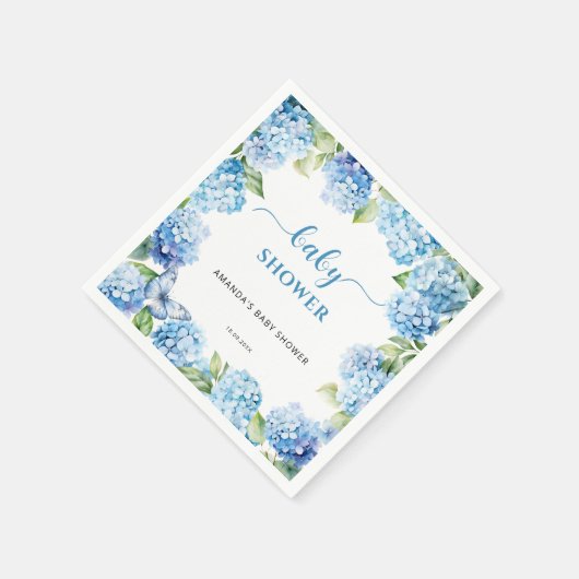 Blue Hydrangea Baby Dusche Serviette (Ecke)