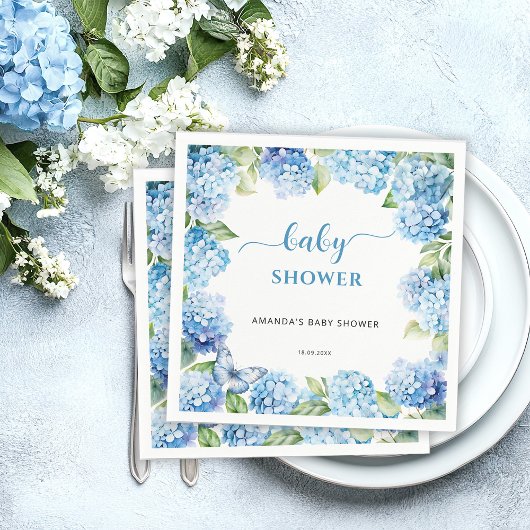 Blue Hydrangea Baby Dusche Serviette