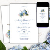 Blue Hydrangea Baby Dusche Tee Party Einladung