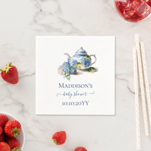 Blue Hydrangea Baby Dusche Tee Party Serviette (Beispiel)