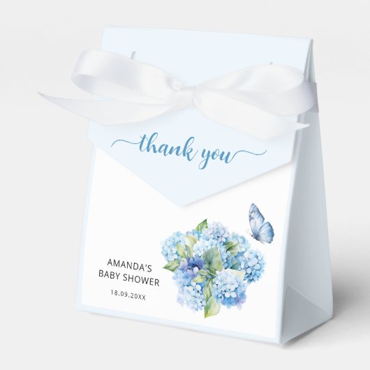 Blue Hydrangea Baby Dusche Vielen Dank Geschenkschachtel (Vorderseite)