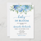 Blue Hydrangea Baby in Bloom Baby Dusche Einladung (Vorderseite)