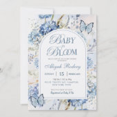 Blue Hydrangea Baby in Bloom Baby Dusche Einladung (Vorderseite)