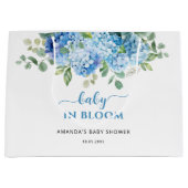 Blue Hydrangea Baby in Bloom Baby Dusche Große Geschenktüte (Vorderseite)