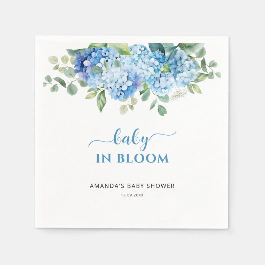 Blue Hydrangea Baby in Bloom Baby Dusche Serviette (Vorderseite)