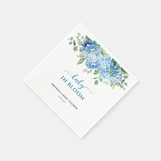 Blue Hydrangea Baby in Bloom Baby Dusche Serviette (Ecke)