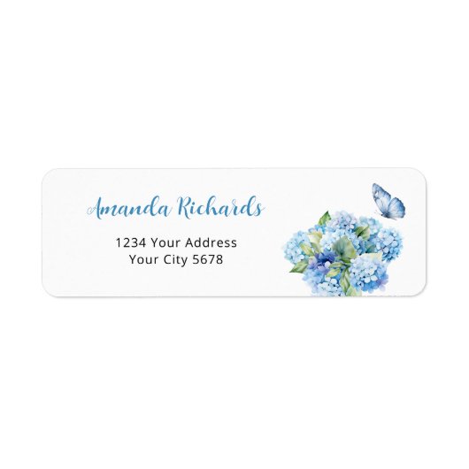 Blue Hydrangea Baby Showadresse (Vorne)