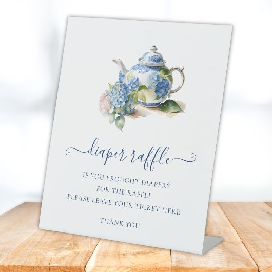  Blue Hydrangea Baby Shower  Diaper Raffle Ticket  Sockelschild