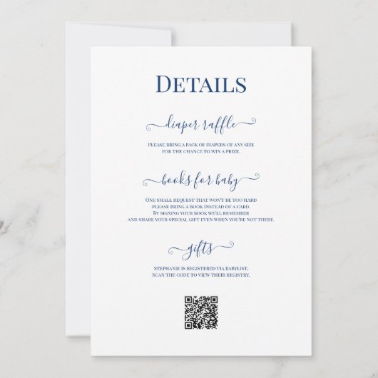 Blue Hydrangea Baby Shower Tee Party QR Code Einladung (Rückseite)