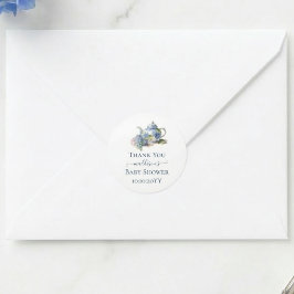 Blue Hydrangea Baby Shower Tee Party Vielen Dank Runder Aufkleber