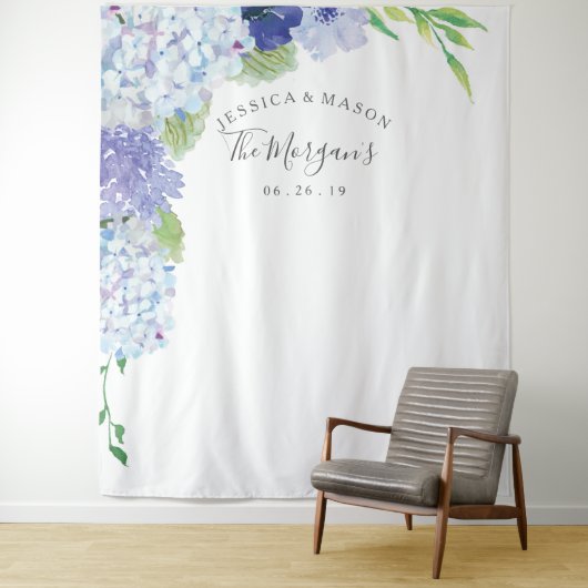 Blue Hydrangea Backdrop - Foto Booth Wandteppich (Beispiel)