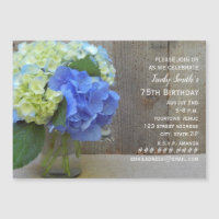 Blue Hydrangea Barnwood Mason Jar Mature Birthday