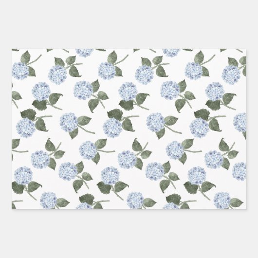 Blue Hydrangea Bloom Floral Geschenkpapier Set (Vorderseite 3)