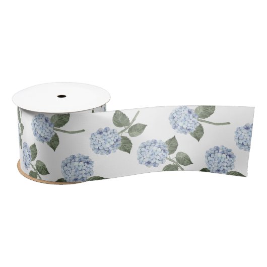 Blue Hydrangea Bloom Floral Satinband (Spule)
