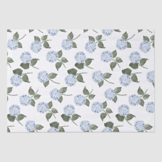 Blue Hydrangea Bloom Floral Seidenpapier (Vorderseite)