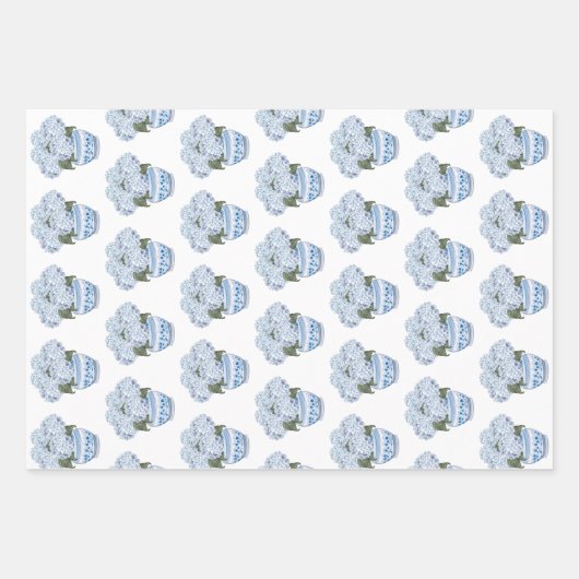 Blue Hydrangea Bloom Floral Set Geschenkpapier Set (Vorderseite 3)