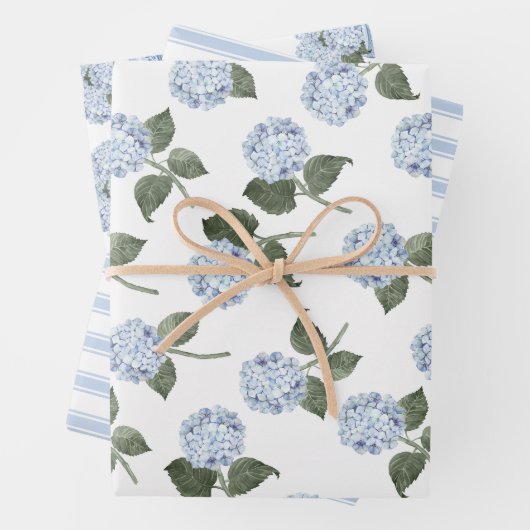 Blue Hydrangea Bloom Floral Set Geschenkpapier Set (Beispiel)