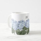 Blue Hydrangea Bloom Hamptons Keramik Kaffeetasse (Vorderseite Links)