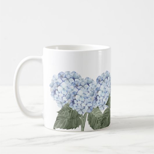 Blue Hydrangea Bloom Hamptons Keramik Kaffeetasse (Links)