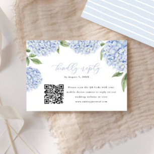 Blue Hydrangea Bloom QR Code Kalligraphie Antwort