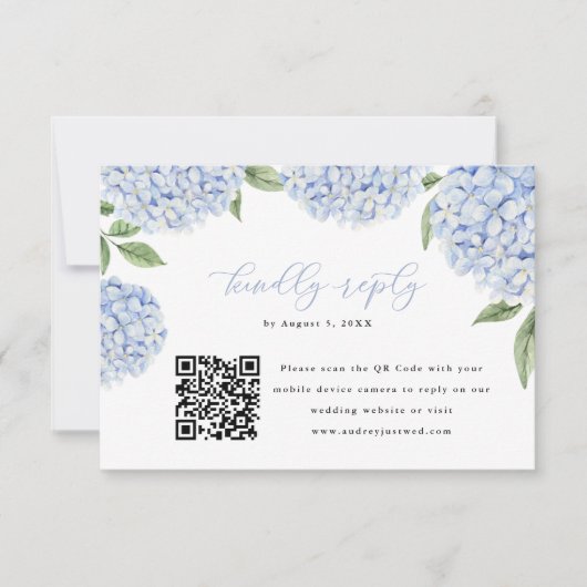 Blue Hydrangea Bloom QR Code Kalligraphie Antwort (Vorderseite)