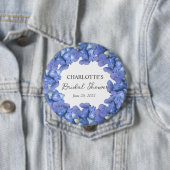 Blue Hydrangea Blooms Personalisiertes Brautparty Button (Beispiel)