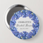 Blue Hydrangea Blooms Personalisiertes Brautparty Button (Vorne & Hinten)