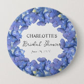 Blue Hydrangea Blooms Personalisiertes Brautparty Button (Vorderseite)