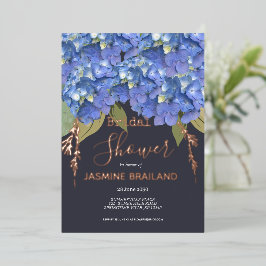 Blue Hydrangea Blooms Personalisiertes Brautparty Folieneinladung
