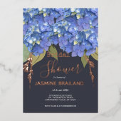 Blue Hydrangea Blooms Personalisiertes Brautparty Folieneinladung (Vorderseite)