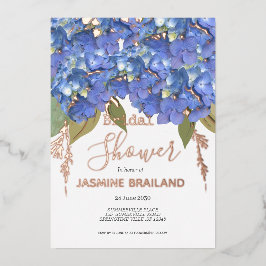 Blue Hydrangea Blooms Personalisiertes Brautparty Folieneinladung