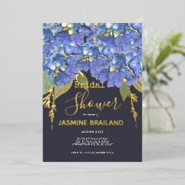 Blue Hydrangea Blooms Personalisiertes Brautparty Folieneinladung