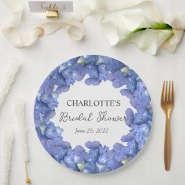 Blue Hydrangea Blooms Personalisiertes Brautparty Pappteller