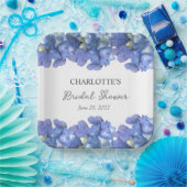 Blue Hydrangea Blooms Personalisiertes Brautparty Pappteller (Party)