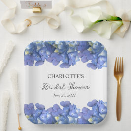 Blue Hydrangea Blooms Personalisiertes Brautparty Pappteller