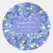Blue Hydrangea Blooms Personalisiertes Brautparty Runder Aufkleber (Vorderseite)