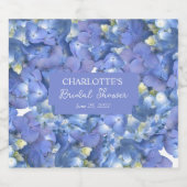 Blue Hydrangea Blooms Personalisiertes Brautparty Schaumweinetikett (Einzelnes Label)