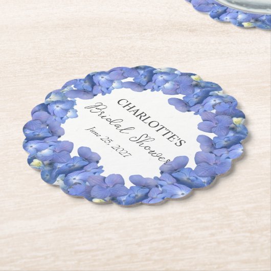 Blue Hydrangea Blooms Personalisiertes Brautparty Untersetzer (angewinkelt)